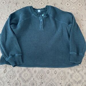 Old Navy Women's Crewneck Waffle Knit Top - Dark Green